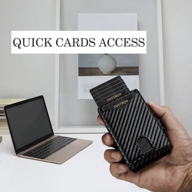 ZOVYRON Slim Wallet For Men Pop Up Card Wallet Minimalist RFID Blocking Credit Card Holder with ID Window,Bifold Carbon Fiber Front Pocket Wallet - Image 3