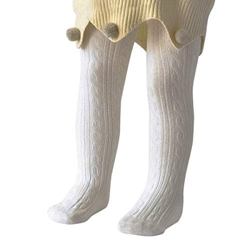 Zando Infant Soft Tights Toddler Seamless Leggings Tights for Baby Girls Winter Knit Warm Newborn Pants Stockings 1 Pack White X-Large/2-4 Year - Image 1