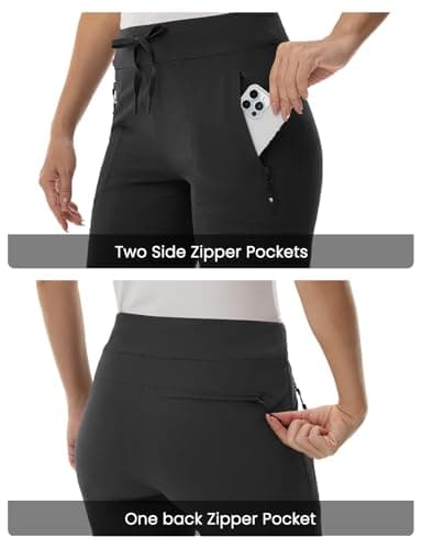 TBMPOY Women's Hiking Pants Lightweight Water Resistant Travel Joggers Quick Dry Outdoor Athletic Pants Zipper Pockets Dark Grey L - Image 4