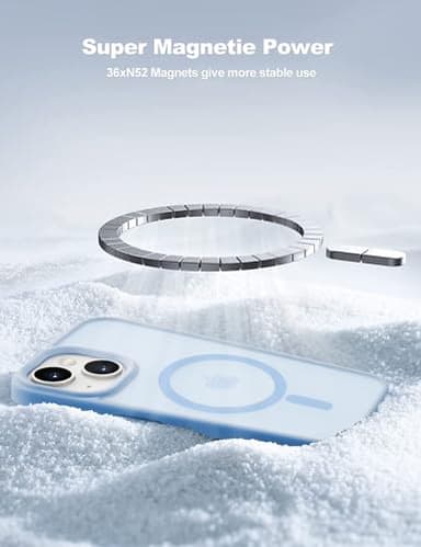 Tigowos for iPhone 15 Magnetic case Fits MagSafe 15FT Drop Resistant Anti-Yellowing Heavy Duty Shockproof Back Cover Fits iPhone 15 Phone Cases 6.1", Sierra Blue - Image 4