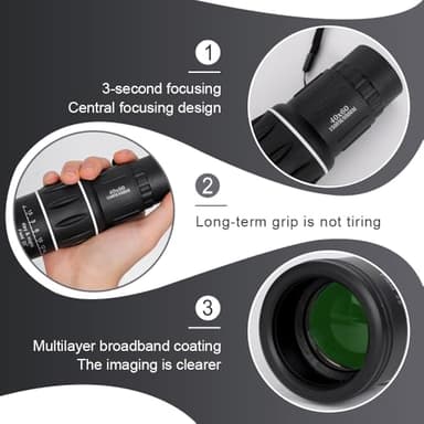 40x60 Portable High Magnification Monocular Telescope, 2025 New Monoculars for Adults High Powered with Smartphone Holder and Tripod, Handheld Telescope for Bird Watching Hiking Travel Concert - Image 4