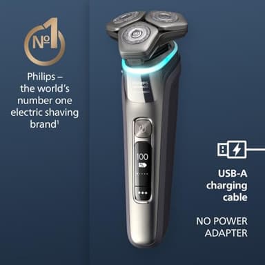 Philips Norelco Shaver Series 9000, Wet and Dry Electric Shaver, with Lift & Cut Shaving System and SenseIQ Technology, Pop-up Trimmer, Cleaning Pod, Charging Stand and Travel Case, Model S9987/85 - Image 2