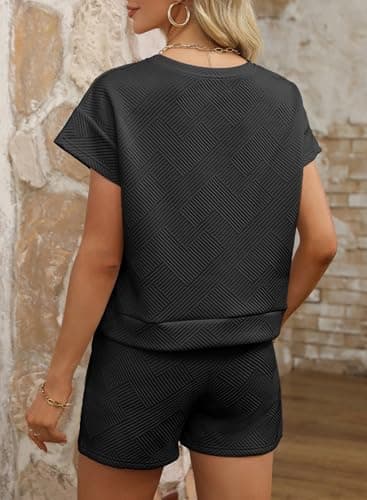 Dokotoo Womens Two Pieces Outfits Fall Trendy Clothes Sweatshirt Shorts Sets Casual Comfy Athletic Tracksuit Valentines Outfits For Women Fall Fashion 2025 Black X-Large - Image 3