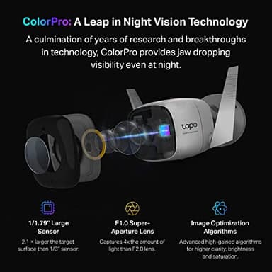 Tapo TP-Link ColorPro Wi-Fi Outdoor Camera | Plug-in | Daylight Clarity at Night | 2K QHD | Person/Pet/Vehicle Detection | Local/Cloud Storage | 127° FOV | Built-in Siren C325WB - Image 4