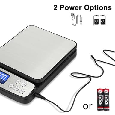 Fuzion Digital Shipping Postal Scale - 88lb x 0.1oz, Stainless Steel Platform, 5 Units, Hold/Tare/PCS Counting, Easy Calibration, Large LCD, Scale for Packages, All-in-1 Shipping Scale - Image 3