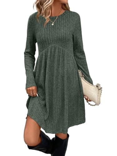 Sweater Dress Long Sleeve Dress for Women Fall Dresses for Women 2025 Tunic Winter Christmas Dresses Fall Maternity Clothes Green L - Image 1