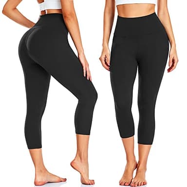 FULLSOFT 3 Pack Capri Leggings for Women - High Waisted Tummy Control Black Workout Yoga Pants for Summer,Sports (1-3 Pack Capri Black,Black,Black,Large-X-Large) - Image 2