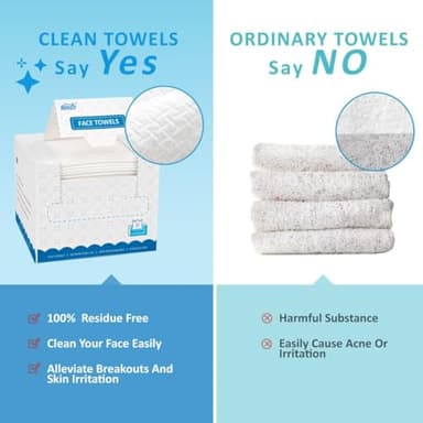 HOMEXCEL Face Towels, 100 Count (2 Box) Disposable Face Towelettes, Biodegradable Makeup Remover Dry Wipes, Super Soft Clean Facial Towels Wash Cloth for Sensitive Skin - Image 7