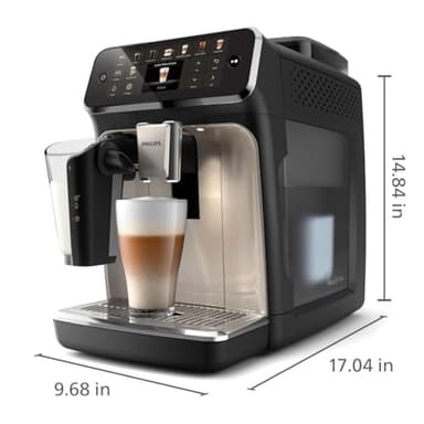 PHILIPS 5500 Series Fully Automatic Espresso Machine - LatteGo Milk System, Integrated Grinder, 20 Hot & Iced Coffee Pre-Sets, Quick Start, SilentBrew, 15-Bar Pressure, Black Chrome (EP5544/94) - Image 5