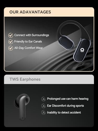 DEMICEA True Wireless Bone Conduction Headphones, OWS Open Ear Earphones with Earhooks, Bluetooth 5.3, Up to 60H Playtime with Case, IP68, AAC/SBC, for Cycling Yoga Workouts - Image 4