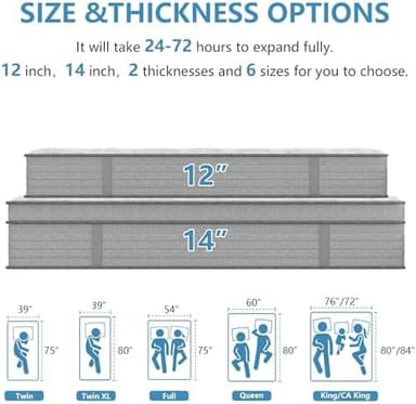 California King Mattress, 12 Inch Hybrid Gel Memory Foam Mattresses with Pocket Springs, California King Size Mattress in a Box, Medium Firm, Pressure Relief, Upgraded Support, CertiPUR-US - Image 4