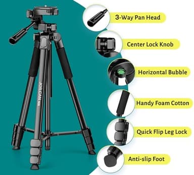 JOILCAN Phone Tripod, 67" Camera Tripod Stand for iPhone iPad, Professional Aluminum Travel Tripods with Wireless Remote and Carry Bag for Cellphone Photo Video Recording Vlog - Image 7
