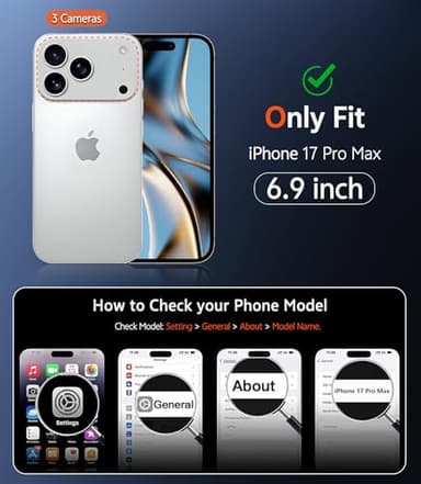 FNTCASE for iPhone 17 Pro-Max Case Clear: Magnetic Transparent Phone Cases with Screen Protector Slim Military Grade Drop Protection Rugged Shockproof Protective Cell Phone Cover (C-Black) - Image 2