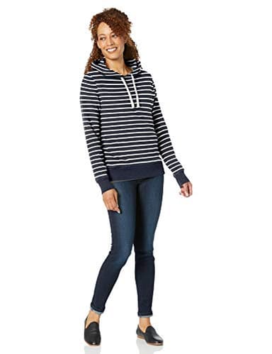 Amazon Essentials Women's Regular-Fit Fleece Pullover Hoodie (Available in Plus Size), Navy Stripe, Large - Image 3