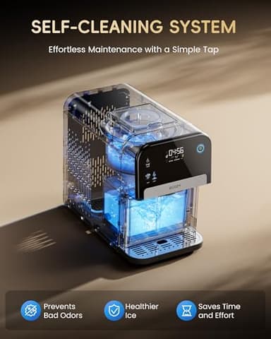 ecozy Nugget Ice Maker Dispenser, Smart 2-in-1 Pebble Ice Machine Countertop & Water Dispenser with App Control, Self-Cleaning, Auto Lighting, TDS Monitor, Measured Dispensing, 33Lbs/Day - Image 6