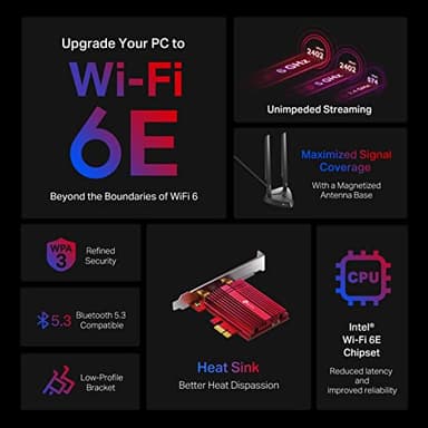 TP-Link WiFi 6E Intel AX210 AXE5400 PCIe WiFi Card for PC Archer TXE75E- Tri Band Wireless Adapter for Desktop PC w/Magnetic Base Dual Antenna, Bluetooth 5.3(USB Port), WPA3, MU-MIMO, OFDMA, 802.11ax - Image 2
