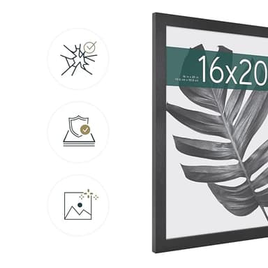 MCS Studio Gallery 16x20 Poster Frame Black Woodgrain, Vertical & Horizontal Wall Hanging Large Picture Frame for Photos, Posters & Art Prints (1-Pack) - Image 6