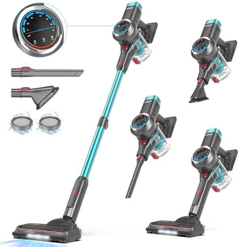 AFNOP Cordless Vacuum Cleaner, 550W/45Kpa/65Mins Vacuum Cleaners for Home, Self-Standing Stick Vacuum with LED Display, Rechargeable Cordless Vacuum, Lightweight for Carpet, Pet Hair, Hardwood Floor - Image 1
