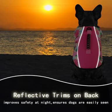 Mklhgty Hawaiian Dog Life Jacket - Adjustable Ripstop Vest with Rescue Handle for Swimming Boating, High-Flotation Safety Device for Small Medium Large Dogs (Floral Pink, XL) - Image 4