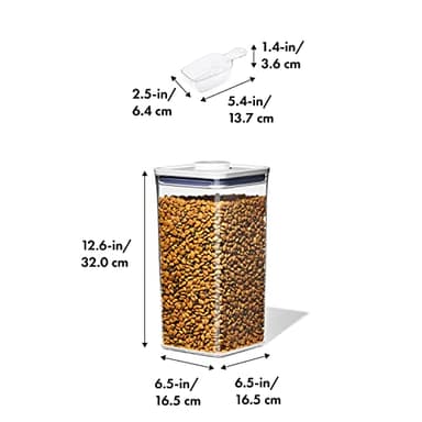 OXO Good Grips Pet POP Container – 6.0 Qt/5.7 L with Half Scoop, Ideal for up to 6.5lbs of Dog Food or 4.5lbs of Cat Food, Airtight Dog and Cat Food Storage Container, BPA Free, Clear - Image 2