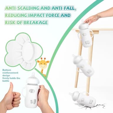 3 Pack Silicone Sleeves for Philips Avent Natural Glass Baby Bottle, Food Grade Silicone Cover and 3pcs Travel Caps, Lids Replacement (White+Blue+Green, 8oz) - Image 4