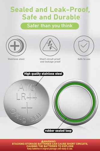 POWEROWL High Capacity LR44 Batteries 40 Pack, L1154F AG13 357 303 SR44 A76 Premium Alkaline Battery 1.5V Button Coin Cell Batteries - Image 4