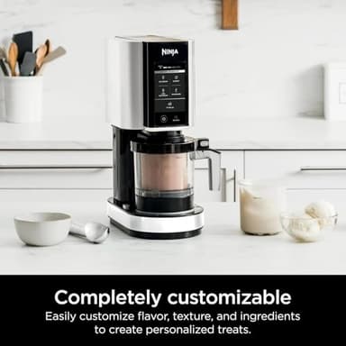 Ninja CREAMi Ice Cream Maker, 5 One-Touch Programs, Includes (2) 16oz Pints with Lids, Transform Frozen Bases to Ice Cream, Sorbets, Milkshakes, Vegan, Dairy-Free Options, NC300 White (Renewed) - Image 7