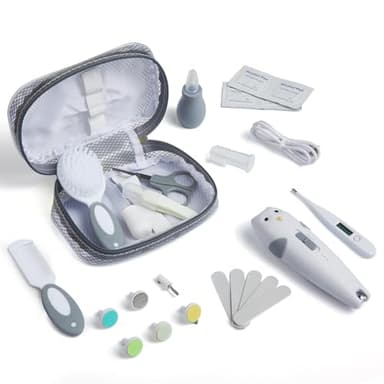 Lictin Baby Healthcare and Grooming Kit, 26 in 1 Rechargeable Nail Trimmer Electric Set,Safe File with Auto Light, Newborn Nursery Health Care Portable Safety Set for Infant Toddlers Boys Girls, Grey - Image 8