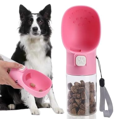 Colorday Handheld Dog Treat Dispenser Built-in Clicker & Treat Pouch, Hand Feeder for Puppy Training Walking Hiking Traveling (6.7 OZ, Pink) - Image 1