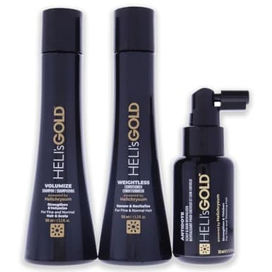 HELI's GOLD Volume Series Travel Kit - For Fine/Thin Hair - Strengthen/Repair - Volumize Shampoo - Weightless Conditioner - Scalp & Hair Revitalizer - Color Safe - 3 pc - Image 4