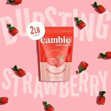 Strawberry Hard Candy Individually Wrapped – Halloween Candy Bulk with Fruit-Filled Center, 2 lbs Bon Bons for Piñata Filler, Candy Bags, Party Favors - Image 5