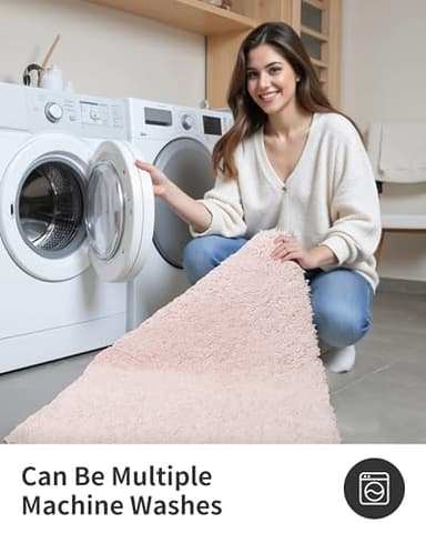 ILANGO Pink Bathroom Rugs 36" × 24" Non Slip & Super Absorbent Extra Thick Soft, Washable Bath Mat for Floor, Non Shedding Microfiber Plush Shaggy Bath Rug with Rubber for Bathtub Shower Room Sink - Image 6