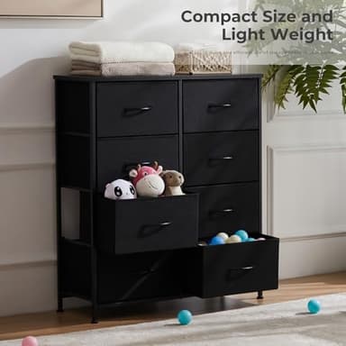 Sweetcrispy Dresser, Dresser for Bedroom Drawer Organizer Storage Drawers, Fabric Storage Tower with 8 Drawers, Chest of Drawers with Steel Frame, Wood Top for Nursery, Living Room, Closet - Image 8
