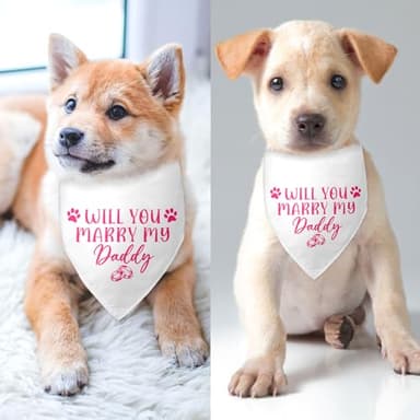 Will You Marry My Daddy Wedding Bandana Black White Dog Bandana Engagement Gift Funny Dog Bandana Wedding Photo Prop Pet Scarf Accessories for Pet Dog Lovers Gifts - Image 3