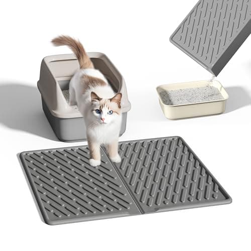 Pieviev Cat Litter Box Mat, 24"x 17" EVA Scratch Resistant Litter Trapping Mat, Easy Clean for Scatter Control, Soft on Kitty Paws, Waterproof & Urine Proof for Indoor Use, Gray - Image 1