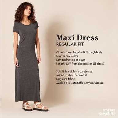Amazon Essentials Women's Short-Sleeve Maxi Dress, Flowy, Burgundy, X-Large - Image 2