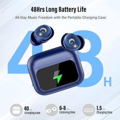VEKJ Sleep Earbuds Bluetooth 5.4, 48H Smart Touch Screen in Ear Ear Buds, Mini Sleep Headphones Small Design for Side Sleepers, Clear Calls, 5 EQ Modes, IPX7 Waterproof Earphones, Blue Earbuds, 2025 - Image 7