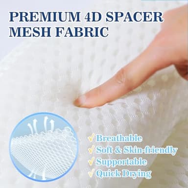 Bath Pillow Bathtub Pillow, Luxury Bath Pillows for Tub Neck and Back Support, Bath Tub Pillow Headrest with Soft 4D Mesh Fabric and Non-Slip Suction Cups, Relaxing Bath Accessories Spa Gifts - Image 4