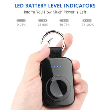 i.VALUX Portable Wireless Charger for Apple Watch Series 11/10/9/8/UItra/7/6/5/4/3/2/SE,Compact Magnetic iWatch Charger 1000mAh Extra Power Bank Smart Keychain Travel Accessories Father Birthday-Black - Image 4