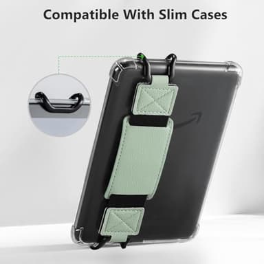 CoBak Secure Hand Strap for Kindle and Tablets - Versatile and Lightweight Finger Grip Holder for 6-7.5" Kindle/Kobo/Voyaga/Lenovo/Sony E-Book Tablet - High Elasticity, Sagegreen-1 - Image 4