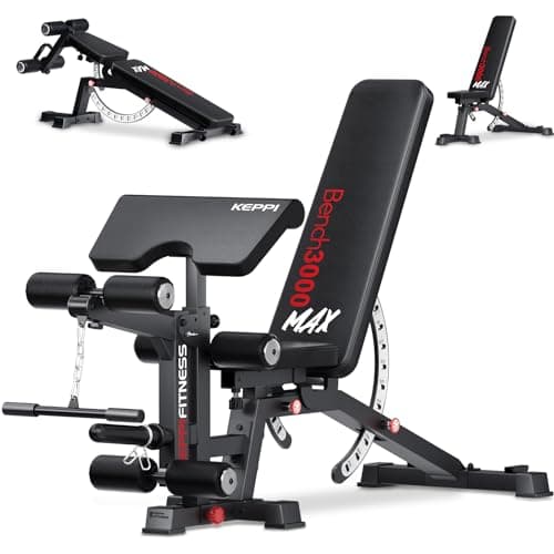 KeppiFitness Adjustable Weight Bench, Bench3000 MAX Heavy Duty Workout Bench Press with Leg Extension and Preacher Pad for Home Gym Fitness, Flat Incline Decline Sit Up Bench - Image 1