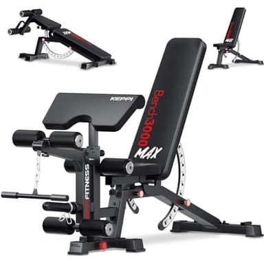 KeppiFitness Adjustable Weight Bench, Bench3000 MAX Heavy Duty Workout Bench Press with Leg Extension and Preacher Pad for Home Gym Fitness, Flat Incline Decline Sit Up Bench - Image 1