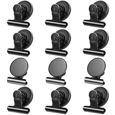 12pack Fridge Magnets Refrigerator Magnets Magnetic Clips Heavy Duty Detailed List Display Paper Fasteners on Home& Office& Teaching (Black, 12) - Image 1