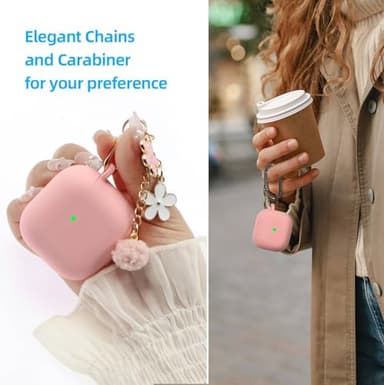 Compatible with AirPods 4 Case 2024, Premium Soft Silicone Protective Case Cover for Apple AirPods 4th Generation with Cleaner Kit, Carabiner and Keychain Accessories for Women Girls (Pink) - Image 3