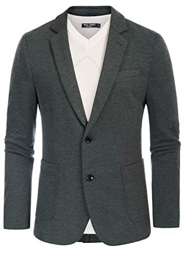 PJ PAUL JONES Casual Knit Blazer Jackets Classic Slim Fit Two Button Sport Coat for Men Grey M - Image 6