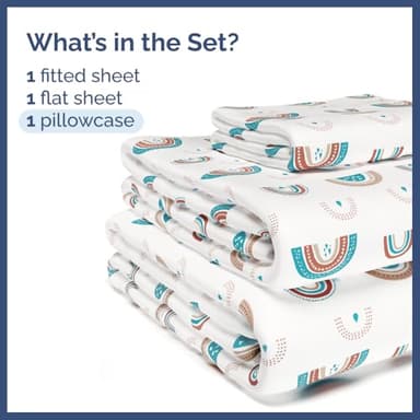 Kids Twin Size Rainbow Bed Sheets - 3 Piece Kids Rainbow Sheet Set - Raindrops Theme Bedding - Soft, Cute & Cozy - Breathable & Machine Washable - Colorful Bed Set for Boys, Girls, Teens & Toddlers - Image 2