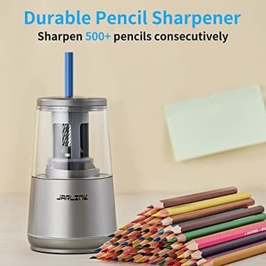 JARLINK Electric Pencil Sharpener, Heavy-Duty Helical Blade to Fast Sharpen, Auto Stop for No.2/Colored Pencils(6-8mm), AC Adapter/Battery Operated in School Classroom/Office/Home (Gray) - Image 6