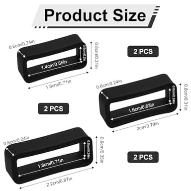 Gosknor 6pcs Watch Band Keepers, 14/16/18mm Silicone Watch Strap Retainer Holder Loop Replacement Parts Watchband Fastener for Smart Sport Watchers Clasp Ring Accessories (Black) - Image 2