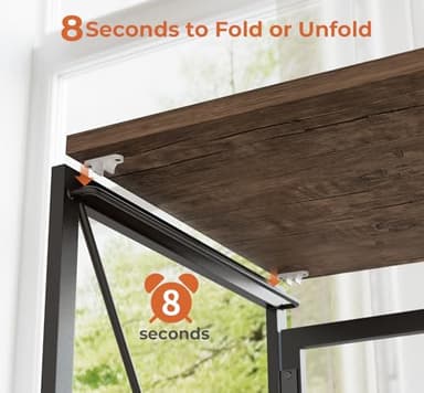 Coavas Folding Desk No Assembly Required, 39.4 inch Writing Computer Desk Space Saving Foldable Table Simple Home Office Desk,Brown - Image 7