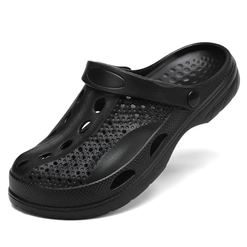 SOSOWHLTE Womens Mens Garden Clogs Shoes with Arch Support Unisex Comfort Slip-on Slippers Sandals Black Size 12-12.5 Female,11-11.5 Male - Image 1
